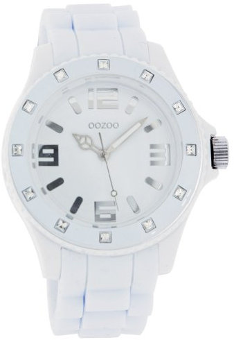 Oozoo Damen-Armbanduhr Analog Silikon C4356 White Strass