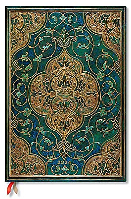 Paperblanks 12-Monatskalender 2024 Chroniken in Türkis | Vertikal | Grande (210 × 300 mm)