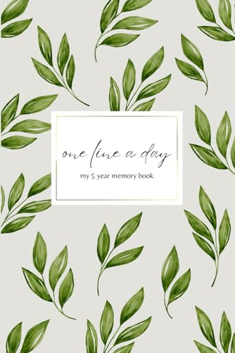 Undated ONE LINE A DAY: 5 Year Journal for Modern Memory Keeping | Blank Daily Diary for Writing and Reflection | green plant design