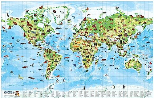 Children's Wall Map: World of Animals: Beautiful wall map ideal for a classroom or a bedroom (Stellanova Globes)