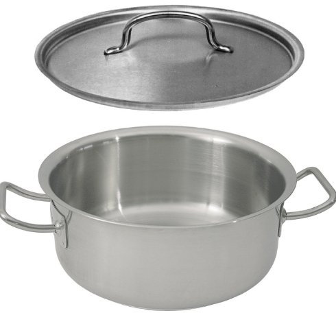 Bratentopf Kochtopf MIT DECKEL und Schüttrand CNS 45 cm Ø / 22,0 cm Höhe und 34,0 Liter Inhalt