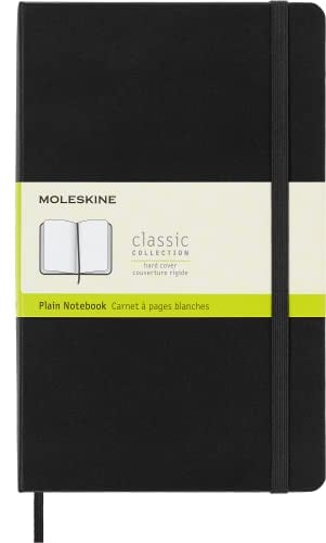 Moleskine - Klassisches Blanko Notizbuch - Hardcover mit Elastischem Verschlussband - Farbe Schwarz - Größe Groß 13 x 21 cm - 208 Seiten
