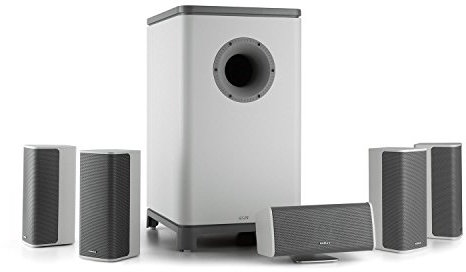 NUMAN Ambience - Système surround 5.1 Subwoofer , 4 enceintes satellites et une enceinte centrale , Mono dynamique avec woofer down firing 25,4 cm de 10 , Blanc