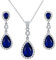 Clearine Cubic Zirconia Schmuckset Damen 925 Sterling Silber Hochzeit Braut mit Unendlichkeit Tropfen Anhänger Halskette Dangle Ohrringe Schmuck Set Blau