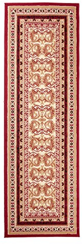 Carpeto Klassisch Läufer Teppich Rot 70 x 250 cm Ornamente Muster Kurzflor Verona Kollektion