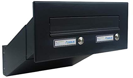 D-041 Anthrazit (RAL 7016) Mauerdurchwurf Briefkasten mit 2 Klingeln (Tiefe: 23-38 cm) - LETTERBOX24.de