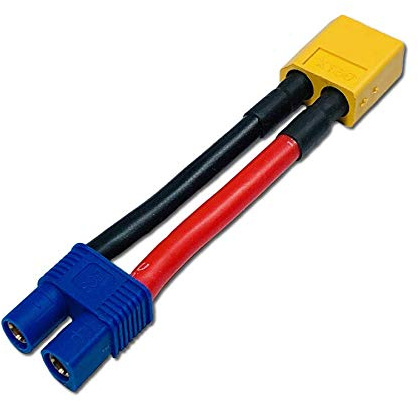 VUNIVERSUM 1x Stück Premium Adapter XT60 Stecker Male auf EC3 Buchse Female 5cm Kabel Hochstromstecker Goldstecker Adapterkabel für Lipo Akku Batterie Modellbau