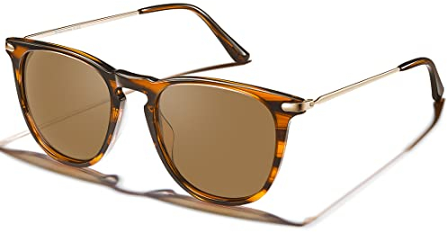 TSEBAN Vintage Damen Sonnenbrille Polarisierte Frauen Brille, Acetat-Rahmen & UV 400 Schutz,Schildpatt; Linse: Braun,Einheitsgröße