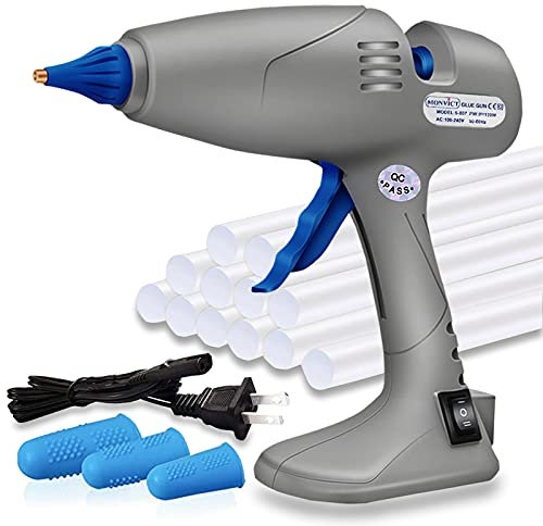 Full Size Hot Glue Gun, MONVICT 120W&80W Glue Guns Dual Temp Large Industry Glue Gun, Corded Detachable Cord Use Stand-Up Base Anti-drip Hot Melt Glue Gun with 12 Glue Sticks for Art DIY Craft Repair