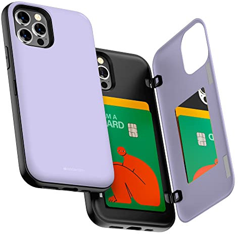 GOOSPERY Étui Portefeuille pour iPhone 12, iPhone 12 Pro avec Porte-Cartes - Double Couche - Violet Lilas