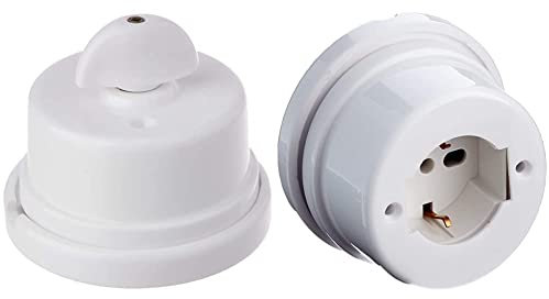 Merlotti 40.416 Interruttore Rotativo per Impianti a Vista, 250 V, Bianco & 40.433 Presa Schuko per Impianti a Vista, 250 V, Bianco