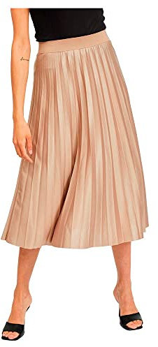 Vila Nitban Coated Pleated Midi Skirt, Arena, XS