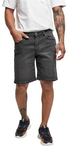 Urban Classics Pantaloncini in Jeans a vestibilità Rilassata Pantalocini Denim, Vero Nero Slavato, 38W Uomo
