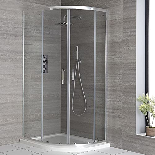 MILANO Chrome Right Hand Quadrant Shower Enclosure White Tray 900 x 800mm