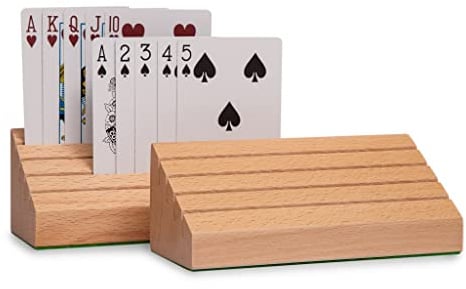 Black long Di fang Standard Size Solid Beech Playing Card Holder-2 Piece Set-Card Storage