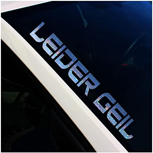Frontscheibenaufkleber Schriftzug Leider geil Aufkleber für Windschutzscheibe Heckscheibe Frontscheibe Auto Fahrzeug Dekor Sticker FS02 (Flakes Silber, Außenklebend)