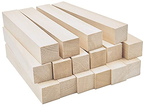 Thiecoc Bloques de Talla de Madera 16 Pcs Kit de Talla de Madera, para Tallar Madera Kit de Hobby - Bloques de Tallado de Madera de tilo Kit de Tallado en Madera Premium para Principiantes