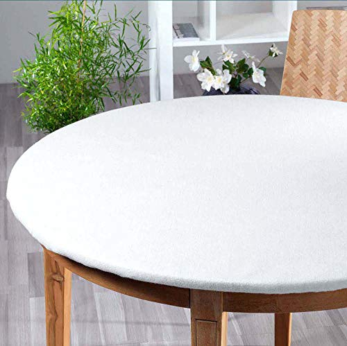 Tischschoner aus Molton, rund, aus Baumwolle, 470 g/m², für Tische von 140 cm bis 160 cm