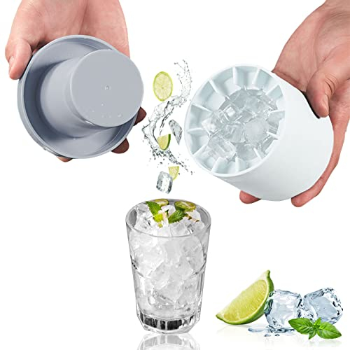 Cresitch Silikon EiswüRfelform, EiswüRfelbehäLter, EiswüRfelschale Eiseimer, EiswüRfelform mit Deckel,Eisbereiter-Cup -EisküBel (White, 8.5x9x8cm)