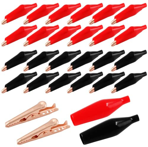 Kyuionty Lot de 24 pinces crocodiles en cuivre isolées avec housse de protection (27 mm)