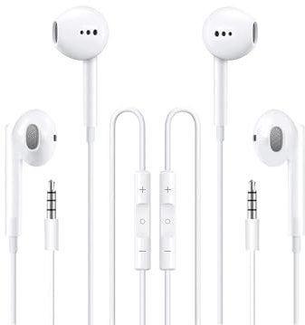 2 Packs Apple Wired Headphones Earbuds with Microphone,in-Ear Earphones Volume Control[Apple MFi Certified] Headphones Compatible with iPhone/ipad/Android/Computer and Other 3.5mm Jack Devices
