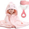 DKDDSSS 2PCS Serviette de Bain Capuche Bébé, Sortie de Bain Douce, Cape à Capuche Super Absorbante, Idée Cadeau Naissance, Pink
