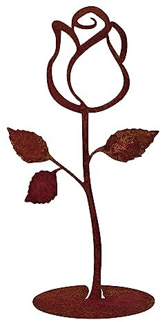 EXTRAVAGANT® Rose aus Metall Gartendeko Wohnungsdeko Weihnachtsdeko Outdoor Metall Stahl Rost Edelrost wetterfest Garten Geschenk für Freundin Freund Hochzeit Muttertag Valentinstag Grabschmuck