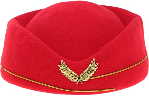 VALICLUD Flugbegleiter-Hut-kostüm Stewardess Pillbox Hut Flugbegleiterin Kappe Kellnerin Basiskappe Flugzeug Stewardess Mütze Hüte, Mützen Caps Für Herren Fez-Hut Damen Pilot Wintermütze