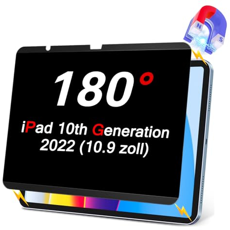 ZOEGAA 2-Wege Magnetischer Blickschutzfilter iPad 10. Generation für iPad 10 Generation 10.9 2022 A2696/A2757/A2777, Abnehmbare Sichtschutz iPad 10 Generation & Anti Blaulicht Sichtschutzfolie iPad