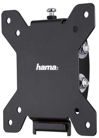 Hama TV Wandhalterung neigbar (TV Wandhalterung 10-26 Zoll, VESA 75x75 und VESA 100x100, bis 30kg, Easy Fix System, mit Fischer-Dübeln) schwarz