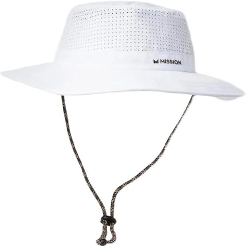 MISSION White Cooling UPF Boonie Hat - Unisex Sun Hat for Hiking, Beach & Fishing - Sweat & Water Activated Technology