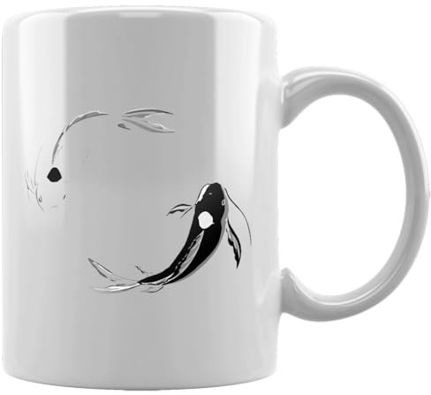 Yin Yang Koi Keramikbecher Weißes Kaffee Tee Wasser Tasse Büro Home Ceramic White Mug Cup