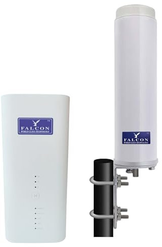 Falcon Rural 4G LTE Antenna - WiFi Booster Outdoor Antenna, WiFi Router with 1600 Mbps Download, 50 Mbps Upload, Hotspot, Unlocked, Ethernet, Up to 64 Devices simultaneously, Streaming IPTV