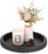 Hanobe - Bandeja decorativa redonda negra, con cuentas, para mesita, otomana, de madera, para centro de mesa, encimera de cocina, decoración del hogar y baño