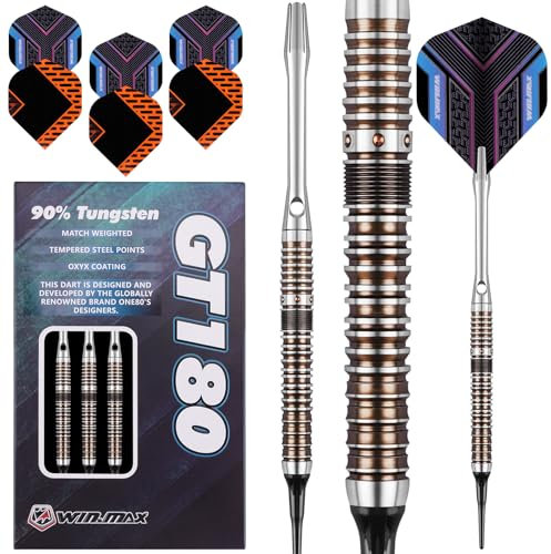 WIN.MAX Dartpfeile 90% Tungsten 3 Stück 90% Wolfram 18 Gramm Dart professionelle