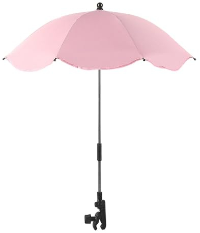 Quzente Kinderwagen Sonnenschirm - Tragbarer UV Schutz Mit Clip für Kinder, Verstellbarer Baby Regenschirm für Fahrrad, Rollstuhl und Strandkorb