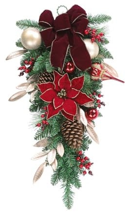 SHACOS Corona Navidad Puerta 65cm Corona Decorativa Puerta con Flores Navideñas y Conos de Pino Corona de Escalera Navideña Adorno de Navidad para Puerta Pared Chimenea