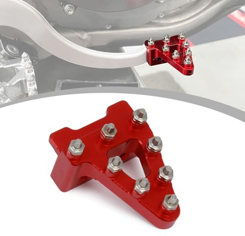 Runfarr Pedal Freno Trasero Moto,Puntera Palanquilla de Aluminio CNC-Rojo | Pedal Freno Trasero para CRF50 XR50 Pit Bike Dirt Bike Motocross Enduro Supermoto