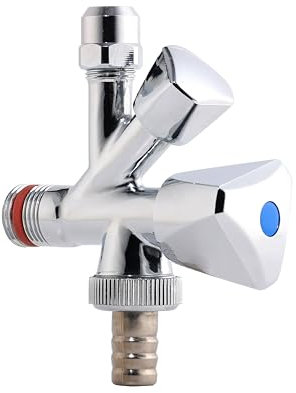 KOOBON Kombi Eckventil Selbstdichtend, 1/2 Wandanschluss, 3/8 Schlauchanschluss, Chrom Kombinations-Eckventil für Kalt und Warmwasserleitungen