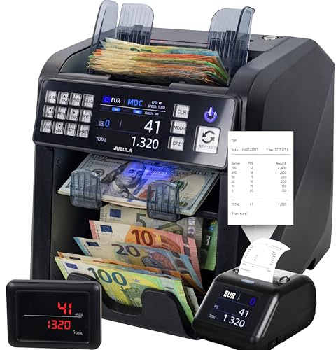 Jubula MV-600 Banknote Counter Bundle with Jubula MPR-1 | Banknote Sorter for Mixed Notes | UV/MG/IR/DD / 2CIS etc. | Exact | EUR USD GBP SEK CHF etc. | Money Counting Machine | Money Counter