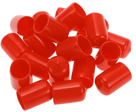 Partuto 20Pcs Boulon D'Écrou De Roue En Forme Cylindrique Cache-Écrou De Pneu De Jante En Pvc Rouge 17Mm