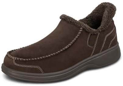 Orthofeet Herren Orthopädischer Vito Nubuk Hands-Free Slip-in Hausschuh– Schokolade, Größe 44 Weit