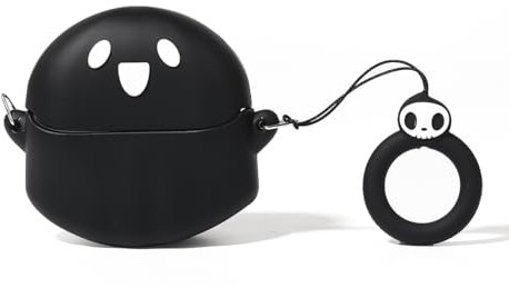 XMBYGY Case for Samsung Galaxy Buds 3 and for Galaxy Buds 3 Pro Earbuds with Carabiner, Silicone Charging Shockproof Protective Cover with Cartoon Skin Design for Man Woman Teen (BKghost)