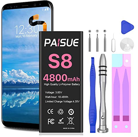 Batterie pour Samsung Galaxy S8, 4800mAh EB-BG950ABE Batterie de Remplacement à Haute Capacité de la Batterie de téléphone Portable pour Samsung Galaxy S8 G950F avec kit de réparation