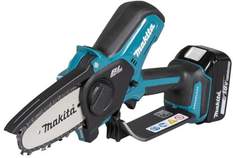 Makita DUC101RF06 - Sega a batteria da 18 V, con caricatore rapido DC18RC e batteria BL1830B, 3,0 Ah + 2 catene di ricambio (1910V6-4) + fondina (1913K4-9)