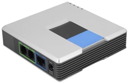 VoIP Phone Adapter, VoIP Gateway 2 Port Internet Phone Adapter SIP RJ45 Cable For PAP2T (UK Plug)