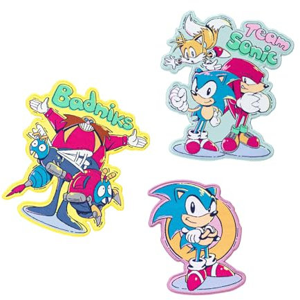 Grupo Erik Set of 3 Patches - Sonic The Hedgehog Merchandise | Iron On Patches, Sew On Patches, Applique Patches for Clothing, Embroidery Patches for Backpacks | Gifts Under 15 Pounds