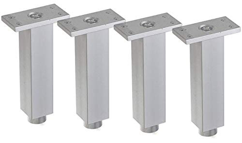 SdaryWare Tischbeine Möbelbeine Höhenverstellbar, 4er Pack, Teak Metall, Schrankbeine, Tragkraft 600kg, Höhe: 60mm-250mm +5mm, Schrauben inklusive
