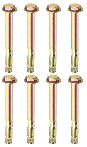 M METERXITY 8-Pack Boulon D'Expansion Hex, M10x120mm Boulon D'Expansion Hex Externe En Acier Galvanise Fer-Carbone Colore, Metallique Anti-Corrosion pour Concrete/Dry Brick/Block Walls
