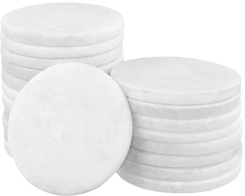 CHUENKUK 20 Stück Steine Weiß zum Bemalen, 6,5 cm Rund Flache Steine, Natur Dekosteine zum Basteln für Malerei, Diy, Deko